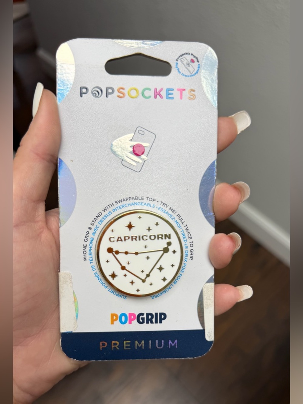 PopSockets PopGrip Premium Capricorn Phone Grip - White & Gold